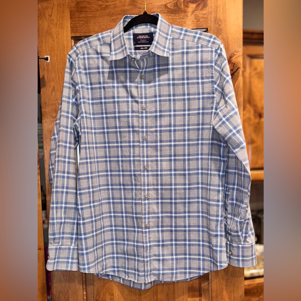 Charles Tyrwhitt Weekend Slim Fit Button Front Long Sleeve Sports Shirt Men’s M